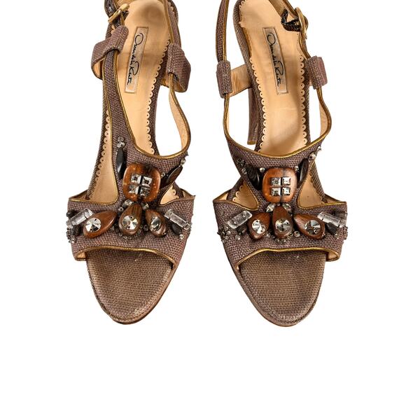 OSCAR DE LA RENTA Bejeweled Open Toe Sandal 11 - Picture 2 of 12